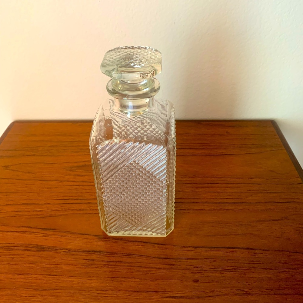 Square Clear Cut Glass Decanter Whiskey Vintage